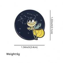 Cute Firefly Brooch Cartoon Luminous Enamel Pin, Cute Night Insect Badge, For Bag Jacket Accessories - Multicolor - View 4