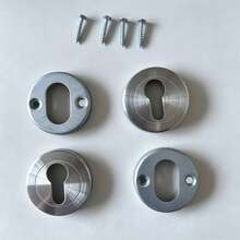 4pcs Stainless Steel Keyhole Cover Lock Cylinder Lock Shell Reinforcement Parts, Round Stainless Steel Door Lock Replacement Accessories, Suitable For Home And Office, Indoor/Outdoor Split Wooden Door Lock Hardware Tools - White - View 6