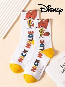 2/1 Pair Disney Men's Mid-Calf Sports Socks, Cute Cartoon Unique Disney Men's Socks With Nick Wilde Fox Pattern, Suitable For Students/Adults As Gifts And Daily Use - Multicolor - View 4