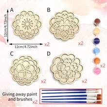 4/8pcs Mandala Wood Serving Mat, DIY Artistic Painting Creation, Heat-Resistant Desktop Protection Decoration, Suitable For Home Kitchen, Coffee Bar, Restaurant Table Decoration - Multicolor - View 13