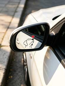 Cute Heart Puppy Car Sticker, Minimalist Line Dog Rearview Mirror Decal, Funny Decorative Waterproof Sticker For Car Interior Makeup Mirror - A - View 3
