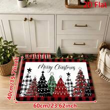 1/2/3pcs Christmas Theme Kitchen Rug, Flannel Kitchen Rug Christmas Tree Pattern Soft Absorbent Non-Slip Machine Washable Multi-Functional Floor Mat Suitable For Entrance, Living Room, Bedroom, Kitchen, Dining Room, Bathroom, Yard, Hallway, Home And Holiday Decoration - Multicolor - View 16