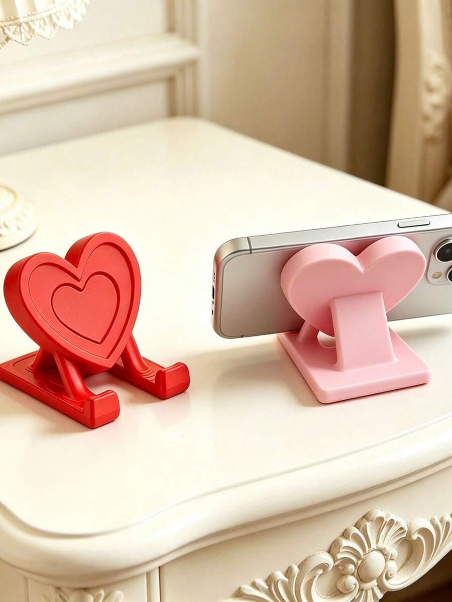 1 قطعة حامل هاتف على شكل قلب رومانسي، زينة مكتبية فاخرة، هدية اعتراف حلوة لعيد الحب، دعم مستقر لمشاهدة الفيديوهات والتصفح، هدية عملية إبداعية للأزواج، زينة تخزين مكتبية عالية القيمة للمنزل والمكتب - الزينة - مشاهدة 1