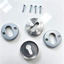 4pcs Stainless Steel Keyhole Cover Lock Cylinder Lock Shell Reinforcement Parts, Round Stainless Steel Door Lock Replacement Accessories, Suitable For Home And Office, Indoor/Outdoor Split Wooden Door Lock Hardware Tools - White - View 1