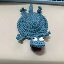 Handmade Crocheted Lizard Coaster, Cute Animal Coaster & Small Storage Organizer, Creative Cartoon Yarn Coaster, Movable Head And Tongue, Fun Coffee Cup Coaster, Suitable For Outdoor Camping, Finished Product - Multicolor - View 11