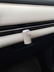 1PC Women's Sparkling Rhinestone Flower Car Console Door Storage Box Red - Multicolor - View 10