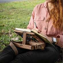 Writer Messenger Wooden Box, Multi-Functional Handmade Wooden Crossbody Messenger Bag, Portable Artist Tool Kit, Painting Brush Storage Sketch Box, Outdoor Painting Easel - Postman Wooden Box - View 5