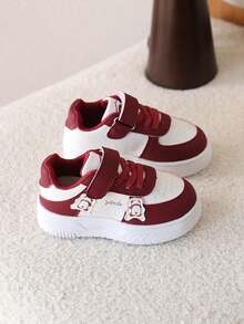 1 Pair Girls' Spring New Cute White Sneakers, Soft Sole Anti-Slip Steady Walking Shoes For Toddlers - Burgundy - View 5