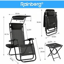 Ultra-Sturdy Gravity Chair Heavy-Duty Textoline Outdoor Sun Lounger For Garden, Pool Patio!Features Smooth 5-Position Reclining, Compact Foldable Design (Perfect For Storage Travel), Built-In Cup Holder Smart Phone Holder Plush Removable Headrest Pi - Black - View 9