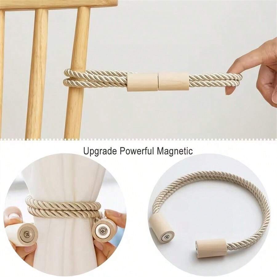 2pcs Curtain Tiebacks Magnetic Boho Curtain Holders For Drapes Rope Curtain Tie Backs For Curtains Window Treatment Holdbacks For Home Decorative - Multi-color - View 1