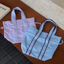 Macaron Color Drawstring Lunch Bag, Japanese Korean Lace Decor Large Capacity Bento Bag, Portable Handheld Food Storage Tote For Work Office School Picnic Travel Women Daily Use - Multicolor - View 9