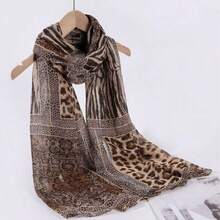 1pc Chiffon Leopard & Snakeskin Print Women's Headscarf Scarf Casual Long Scarf Suitable For Daily Use - Multicolor - View 1