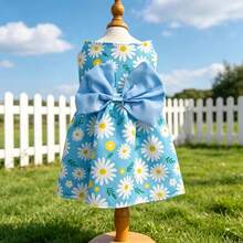 Sweet New Outfit For Your Pet, Soft Breathable Skin-Friendly Fabric, Spring/Summer New Princess Dress, Suitable For Cats And Dogs, Fashionable Cute Bow Decor, Essential For Photos And Outings - Blue - View 5