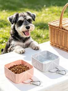 1/2pcs(Portable Folding Pet Travel Bowl Is Main Product + Accessory Hook) Mixed Set, Large Capacity Macaron Color Dog & Cat Food Bowl Water Bowl, Silicone Feeding Bowl, Suitable For Walking, Camping, Outdoor Travel, Essential Pet Supplies For Travel, Dog Supplies, Kitten Supplies, Christmas Gift For Dogs - Multicolor - View 8
