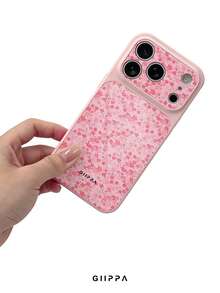 GIIPPA 1pc Pink Floral Pattern Design Phone 18 Pro Max Phone Case, Compatible With Phone 17 Pro Max, 15 Pro Max, 14 Pro Max, Korean-Style High-End Fashionable And Fun Phone Case, Suitable For 11/12/13/14/15/16 Pro Max Plus, Elegant Design For Men And Women, Perfect Gift For Girlfriend On Christmas, Valentine's Day, Easter, Wedding Season And Birthday! - Multicolor - View 4