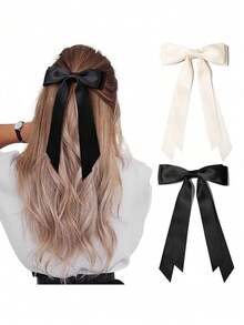 4pcs/1pc 1set Women's Elegant Bow Hair Clips, Minimalist Fashion Street Style Hair Accessories, Suitable For Daily, School, Travel, Commute - Multicolor - View 10