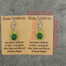 5pcs/10pcs Lucky Turtle Enamel Keychain, Lucky Turtle German Blessing Card, Lobster Clasp Bag Charm Good Luck Gift - Multicolor - View 2