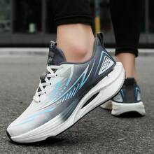 Unisex Carbon Plate Marathon Running Shoes - Lightweight Cushioning Sports Shoes, Anti-Slip Cushioning/Rubber Outsole, Rotary Button Design, Easy On/Off, Low-Top Breathable Design, Suitable For Marathon, Gym And Training Scenarios, All Seasons - White Smoke Ash - View 4