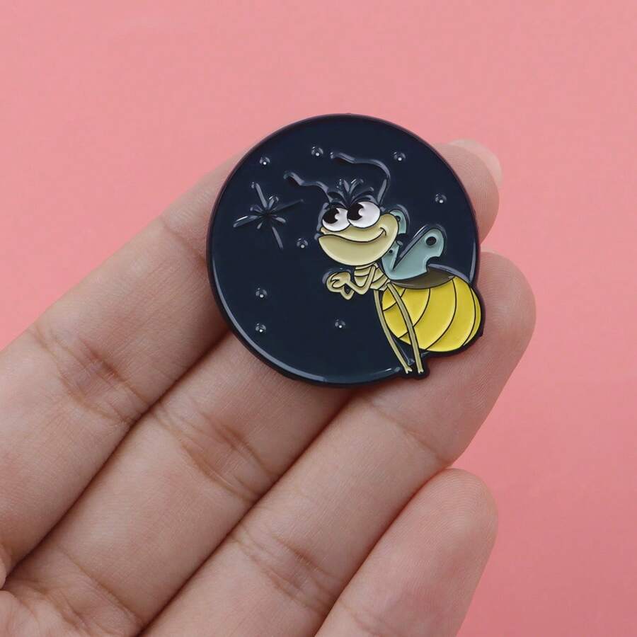 Cute Firefly Brooch Cartoon Luminous Enamel Pin, Cute Night Insect Badge, For Bag Jacket Accessories - Multicolor - View 1