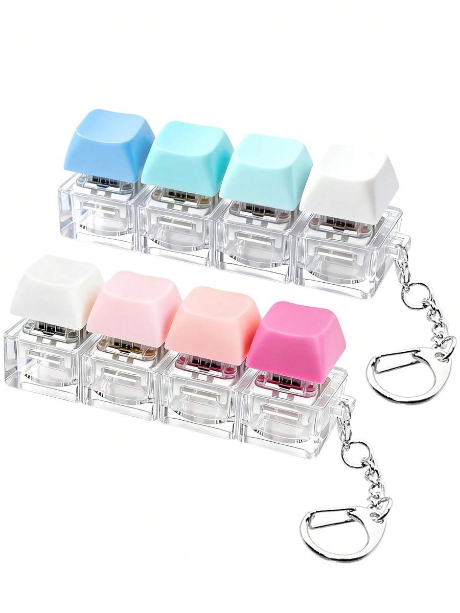 1pc Stress Relief Keyboard Keychain - A Colorful Fingertip Toy That Effectively Relieves Stress With Vibrant Macaron Colors. The Appearance, Color And Design Are Very Attractive, Making It A Perfect Choice For Party Gifts, Presents And Giving To Friends. - Multicolor - View 1