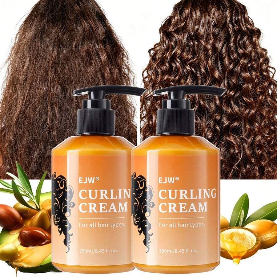 Curling Cream With Moroccan Nut Oil, Castor Oil, Rosemary Essential Oil Defining Curl Enhancer Suitable For Wavy And Curly Hair Moisturizing Deep Conditioner Styling Cream - Lotion - View 1