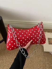1pc Fashion Sweet Chain Shoulder Bag, Korean Style Cute Handbag, PU Design Handbag, High-End Solid Color, Suitable For Daily Shopping, Birthday Party, Exquisite Cute Chain Bag, Gift For Friends And Family - Multicolor - View 10
