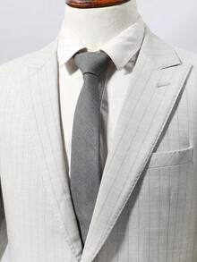 1pc Men's Fashionable Suit Fabric Solid Grey Color Versatile Silky Necktie Suitable For Business And Daily Wear Casual Men Necktie - Grey - View 2