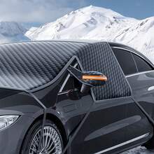 1pc Car Windshield Snow Cover, Thickened & Extended Winter Frost & Snow Shield, Sunshade & UV Protection, Car Sun Visor, Magnetic Snow Cover For Front Windshield, Car Sunshade, Car Snow Cover (2 Random Colors For Car Ears) - A - View 4