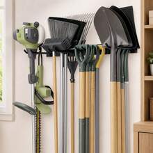 Shoze Iron Garage Wall Organizer Rack, Backyard Garden Tool Storage Display Holder For Long‑Handled Tools - Black - View 4