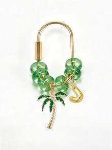 Palm Tree Golden Letter Pendant Keychain, Green Transparent Bead U-Shaped Keychain Ring, Arabic Theme Women's Pendant, Multi-Functional Decoration For Handbags, Backpacks, Car Keys, Wallets, National Day Party Gift And Souvenir, Suitable For Christmas, Thanksgiving, New Year, Birthday Gifts - Multicolor - View 14