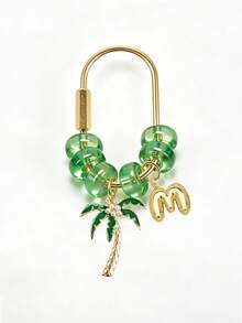 Palm Tree Golden Letter Pendant Keychain, Green Transparent Bead U-Shaped Keychain Ring, Arabic Theme Women's Pendant, Multi-Functional Decoration For Handbags, Backpacks, Car Keys, Wallets, National Day Party Gift And Souvenir, Suitable For Christmas, Thanksgiving, New Year, Birthday Gifts - Multicolor - View 18