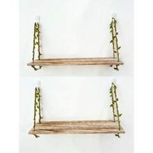 2 Buah Rak Dinding Gantung, Rak Dekorasi Dinding Gaya Bohemian, Rak Penyimpanan Dinding, Rak Dinding Rumah Gaya , Rak Dinding Gantung Tali Rotan, Rak Pajangan Dekorasi Dinding - 2pcs - View 7