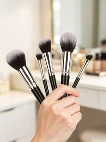 Princess Rose New 10pcs Makeup Brush Set, Soft Bristles, Even Powder Pickup, Powder Brush, Blush Brush, Eyeshadow Brush, Beginner, Fluffy Soft Bristles, No Shedding, Complete Makeup Tool Set For Beginners - Black - View 3