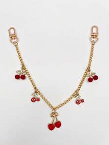 Charming Rhinestone Cherry Bag Charm, Fashionable Chain Strap Bag Accessory, Multiple Red Cherry Decor, Shoulder Bag Charm Chain, Backpack Pendant, Shopping Bag Charm, Suitable For Various Occasions, Cute Holiday Gift - Multicolor - View 12
