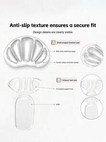 4 Pairs Set Women's Anti-Friction Anti-Slip Invisible Heel Pads, Trimmable Adjustable Half-Size Inserts For High Heels, Sandals, Loafers - Clear - View 4