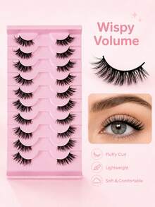 10 Pairs Half Lashes Manga Like Softness, Distinct Roots, Enlarged Eyes, Natural Tassel Sensation, Light And Non Irritating Grafting Eyelashes, Reusable, Portable For Daily Use, Suitable For Various Occasions - View 5