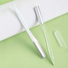 2pcs Stainless Steel Straight Edge Razor With Protective Cover, Suitable For Men And Women, Ideal For Eyebrow Grooming And Hair Removal, Essential Beauty Care Tool - Multicolor - View 5