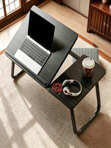 Adjustable Foldable Bed Desk, Tilting Top With Cup Holder & Side Storage, Portable Anti-Slip Laptop Table, Ergonomic Desk For Bed Sofa Home Use, Perfect For Students Workers Adults - Multicolor - View 9