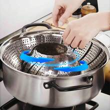 1 pieza Rejilla plegable de acero inoxidable con separador de agua para cocinar al vapor, diseño ajustable con bandeja de goteo para vapor de frutas y verduras, cesta para cocción de mariscos - Ver 6