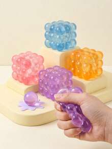 POKOJA LAND New Malt Extrusion Stress - Relief Toy Cube, Grape Sensory Toy, Pink, Purple, Blue And Yellow Squeeze Ball, Made Of Thermoplastic Rubber ,Relax The Body And Mind And Relieve Stress,Birthday, Christmas, April Fool's Day, Easter, Halloween Party Gift - Multicolor - View 2