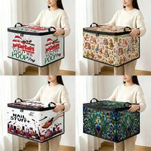 Multi-Size Options, Fun Cartoon Print Foldable Storage Box With Zipper Handle, Upgraded Fabric Large Capacity Storage Organizer, Suitable For Wardrobe, Dorm, Underbed Storage, Clothes, Bedding, Toys, Miscellaneous Items, Home Moving Organization - Multi-color - View 2