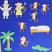 hoojojo 10 Pcs Five Little Monkeys Felt Story Set, Interactive Classroom Game Props, Montessori Learning Activity, Teacher Teaching Supplies, Back-To-School Essential - Multicolor - View 13