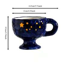 1pc Hand-Painted Textured Ceramic Tall Mug, Asymmetrical Pinched Texture Coffee Tea Cup, Cute Atmosphere Home Decor Water Cup, Perfect Gift Choice - Multicolor - View 21