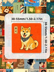 50Pcs Traditional Retro Japanese Art Mixed Stickers, Watercolor Aesthetics Waterproof Vinyl Decals For Phone, Kindle, Notebook, Luggage Decoration - Multicolor - View 8