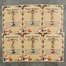 3pcs/6pcs Christmas House Enamel Keychain Charms, Church Cottage Pendant With Happy Holidays Greeting Card, Lobster Clasp Holiday Gift - Multicolor - View 1