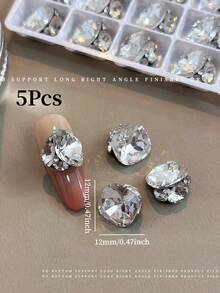 5/15Pcs Flashing K9 Crystal Pigeon Egg Nail Art Rhinestone Ball Transparent White Luxury Versatile Pillow Fat Square Nail Art Rhinestone Ball Decoration - White - View 11