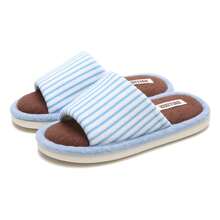 House Slippers - Blue + White [Color Block Stripes] - View 5