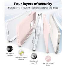 適用於 iPhone 13 14 15 的手機殼，[軍規級防震保護] 矽膠手機殼，內層柔軟耐刮微纖維內襯，適用於 iPhone 16 Pro Max 17 Pro Max 18 Pro Max XS Max XR 7 8 Plus SE2022 6s 6s Plus 12 Mini 11 - 灰粉紅色 - 查看 6
