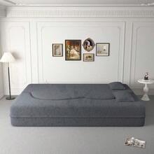 Modern Floor Sofa With 2 Pillows Convertible Teddy Fabric FoamFilled Sleeper Sofa Bed 15" Full Size Folding Mattress For Living Room Guest Bed Playroom No Assembly Required Grey Old Sku:W1885P230385 - Gris - Ver 3