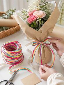 Colorful 5.5 Yards/Pack Raffia Paper Rope Ribbon For Gift Wrapping, Floral Arrangements, Wedding Bouquets, Party Decorations - One Size Fits All - View 8